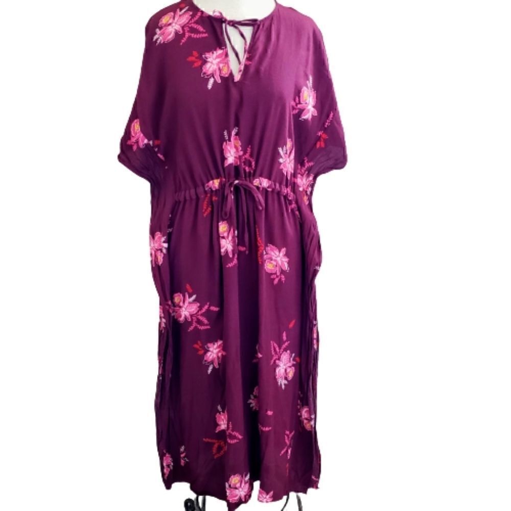 &Other Stories burgundy kaftan floral dress S caftan